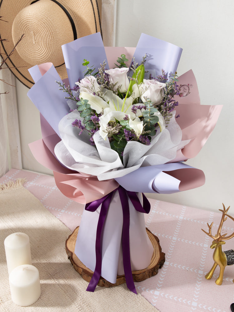 purple white lily Lilac Bloom