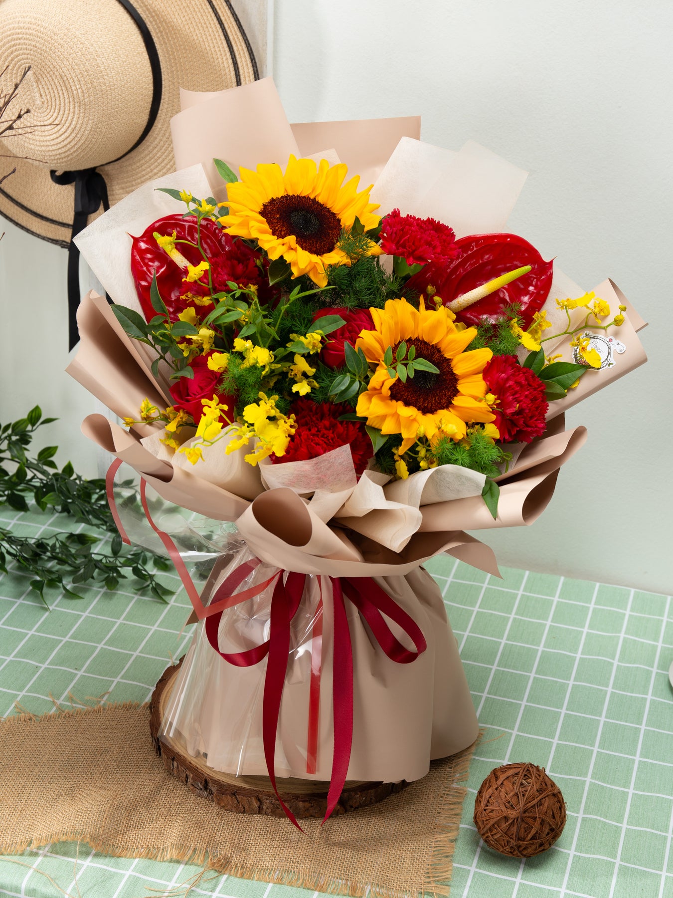 anthurium orchid bouquet Scarlet Sunshine