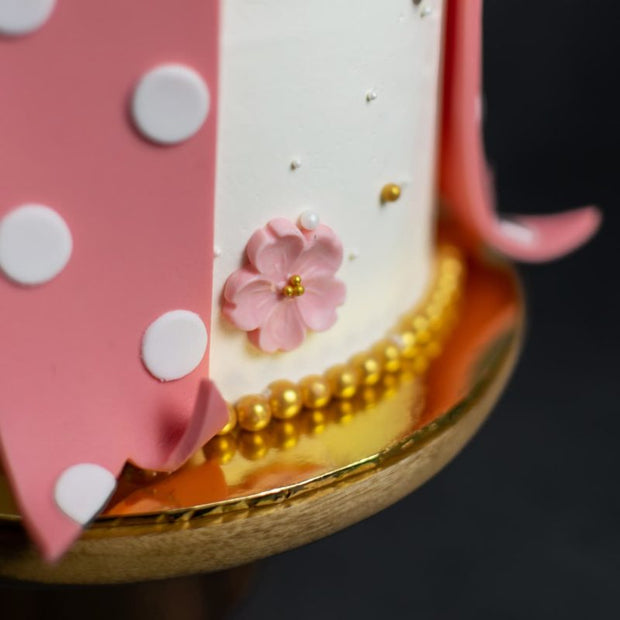 Pink Polka Dot Ribbon Designer Cake