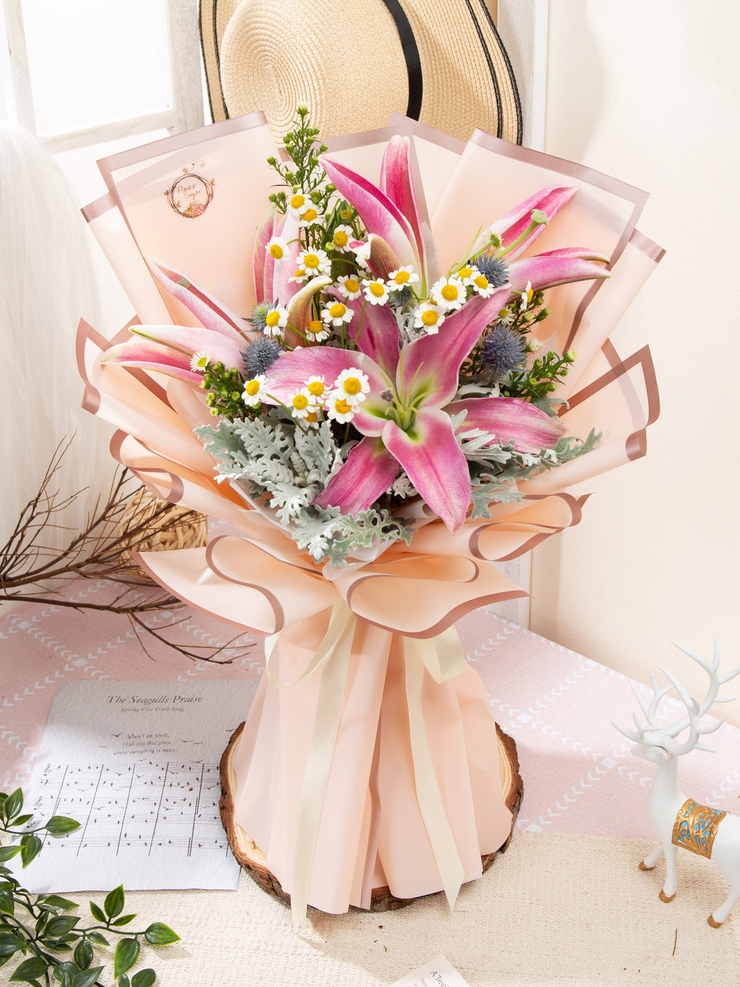 pink lily flower bouquet Pink Liz